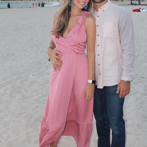 Abercrombie long pink silk dress